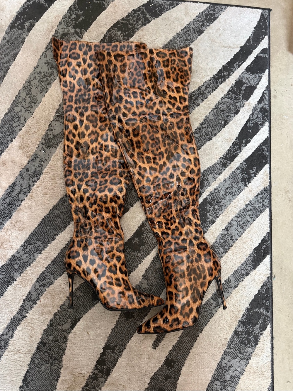 Women Leopard Print Thigh High Boot- 10